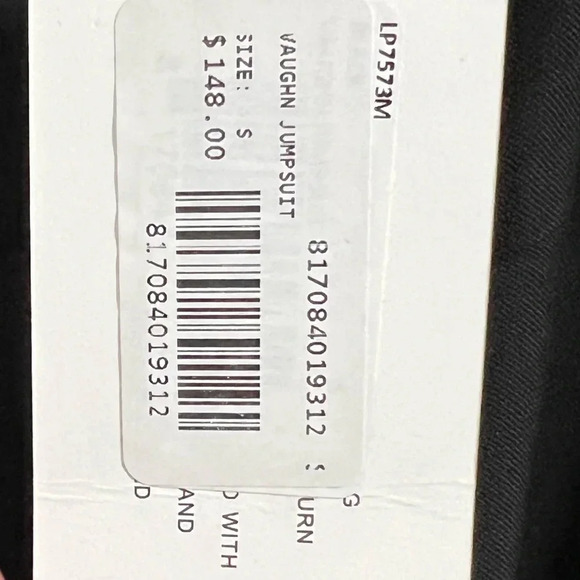 Line & Dot Vaughn Jumpsuit Black Asymmetrical Gold Placard & Straps - Picture 5 of 5